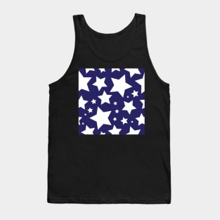 White star print on navy blue Tank Top